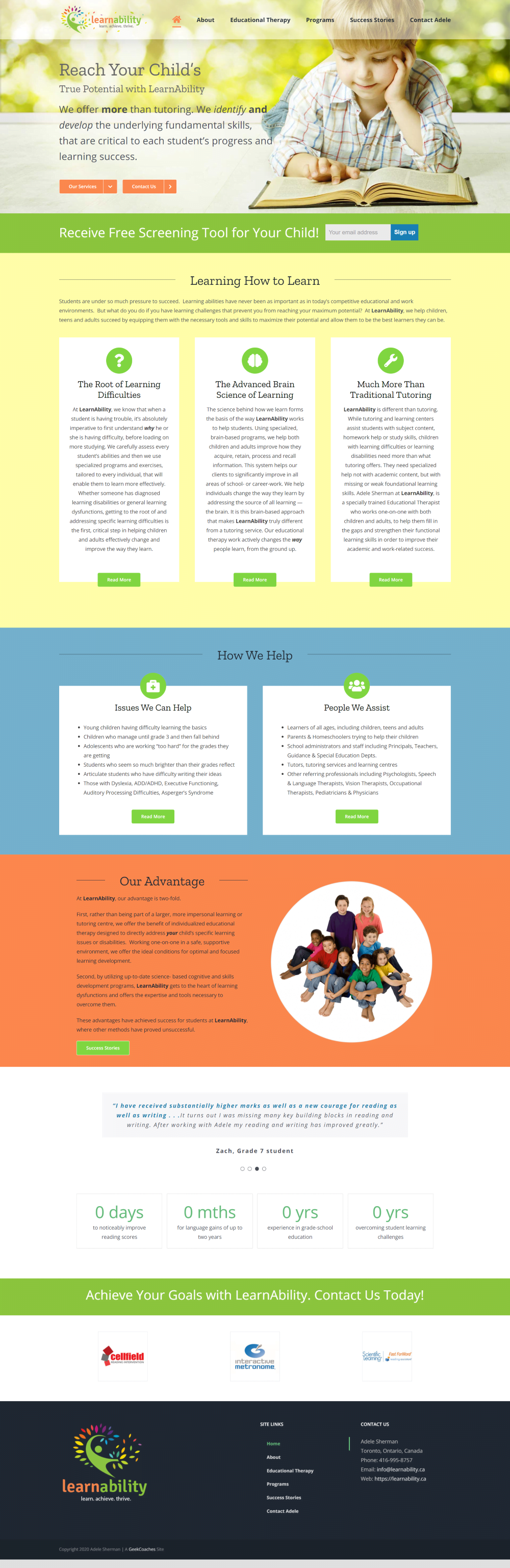 LearnAbility Website Homepage